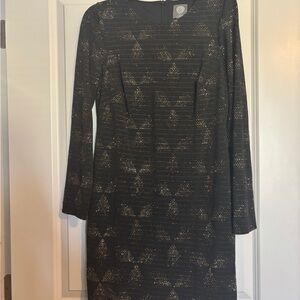 Vince Camuto Black and Gold Geometric Dress